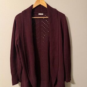 Maurices Deep Burgundy Open Cardigan